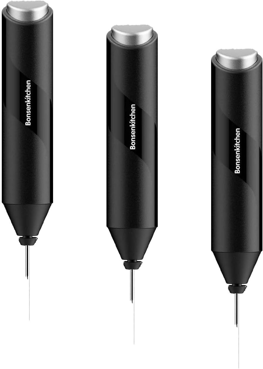 Bonsenkitchen Milk Frother with Stand for Coffee, Battery Operated Frother