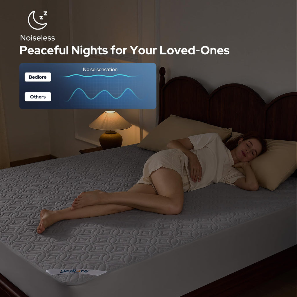 BEDLORE Waterproof Mattress Protector, Queen Size Mattress Pad Noiseless