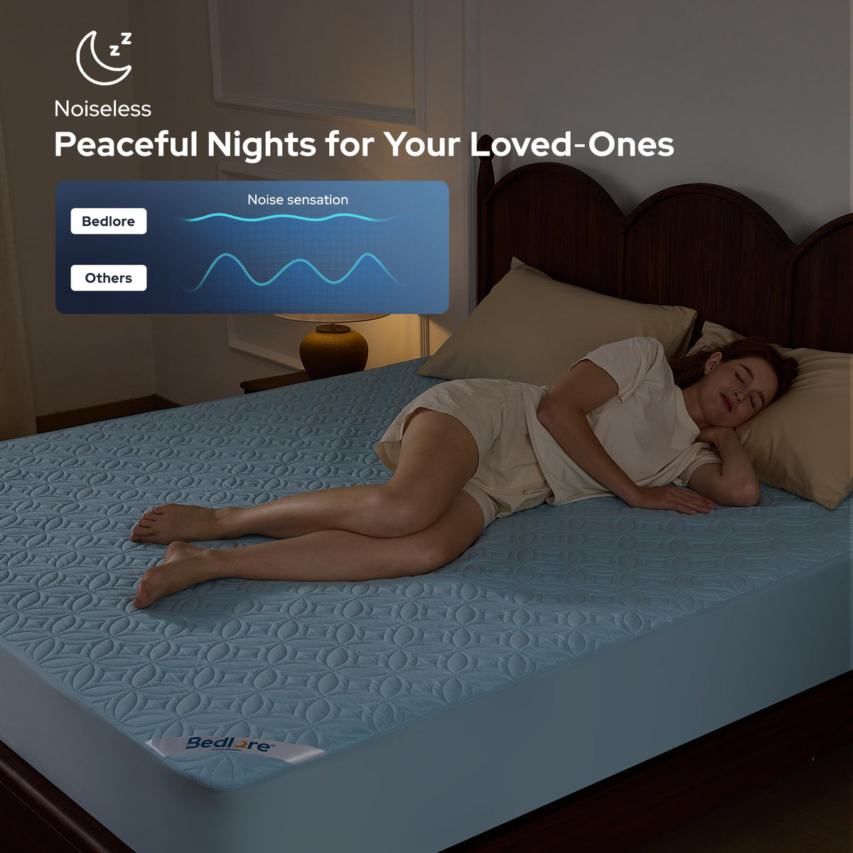 BEDLORE Waterproof Mattress Protector, Queen Size Mattress Pad Noiseless