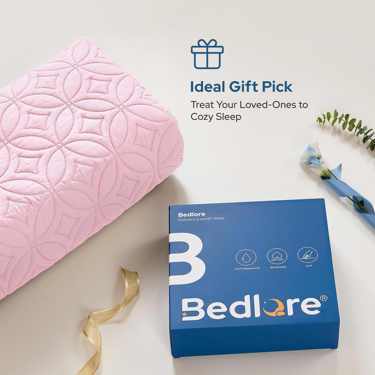 BEDLORE Waterproof Mattress Protector, Queen Size Mattress Pad Noiseless