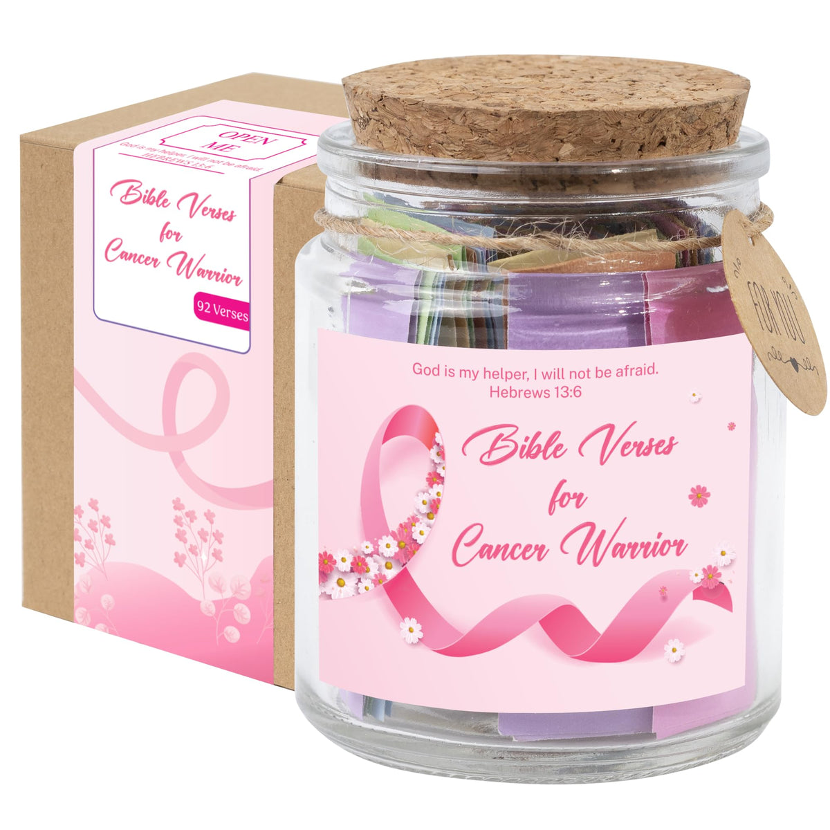 Bible Verses Jar, 92 Hand-Rolled Bible Scroll, Read Me When Christian Jar, Color Coded KJV Bible Verses, Religious Gifts for Women, Prayer Gifts for Friends, Mom, Sister, Cancer Warriors