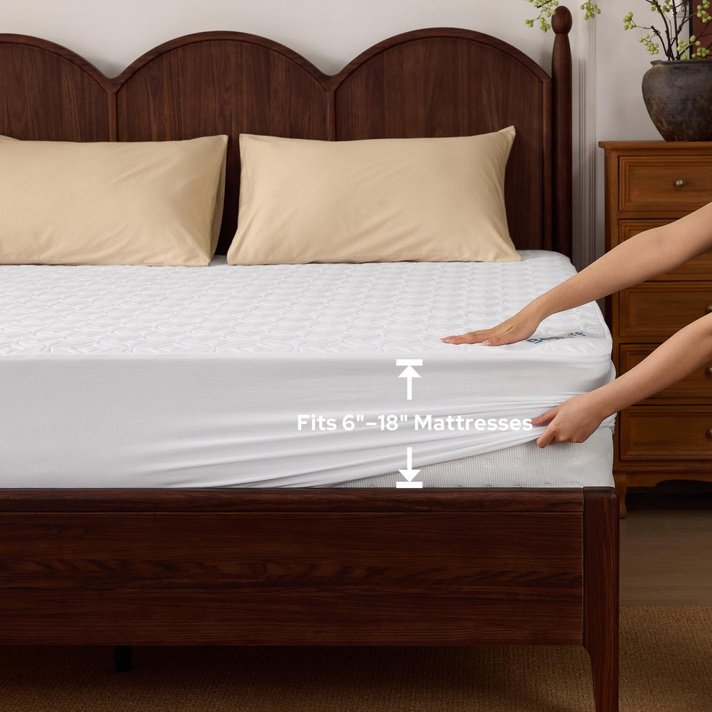 BEDLORE Waterproof Mattress Protector, Queen Size Mattress Pad Noiseless