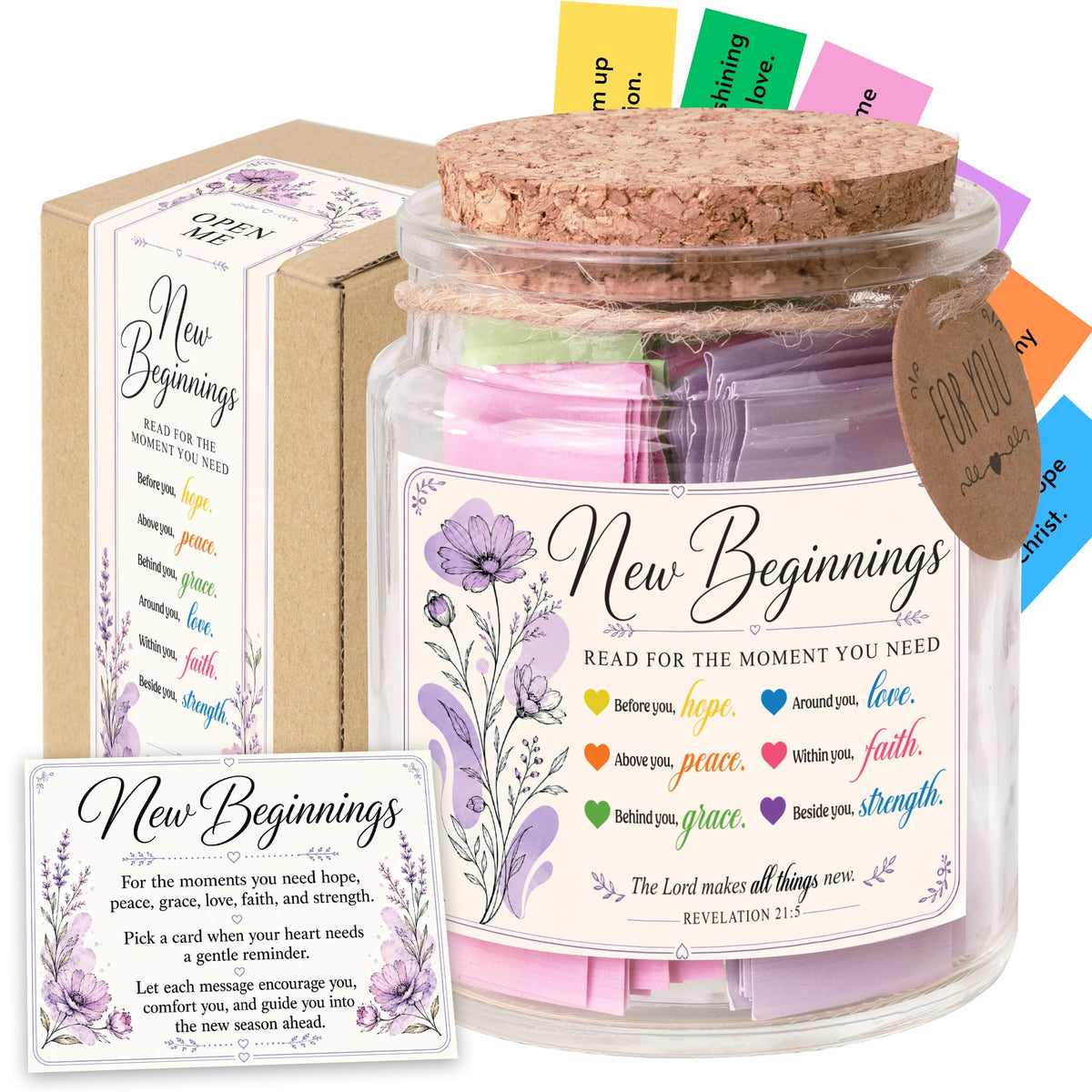 Bible Verses Jar, 92 Hand-Rolled Bible Scroll, Read Me When Christian Jar, Color Coded KJV Bible Verses, Religious Gifts for Women, Prayer Gifts for Friends, Mom, Sister, Cancer Warriors