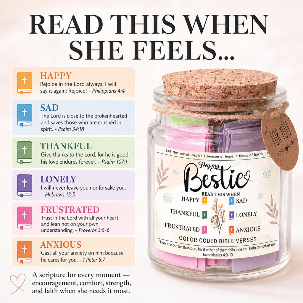 Bible Verses Jar, 92 Hand-Rolled Bible Scroll, Read Me When Christian Jar, Color Coded KJV Bible Verses, Religious Gifts for Women, Prayer Gifts for Friends, Mom, Sister, Cancer Warriors