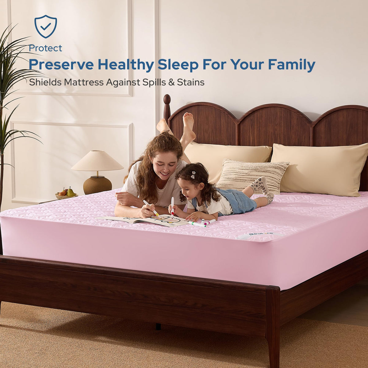 BEDLORE Waterproof Mattress Protector, Queen Size Mattress Pad Noiseless