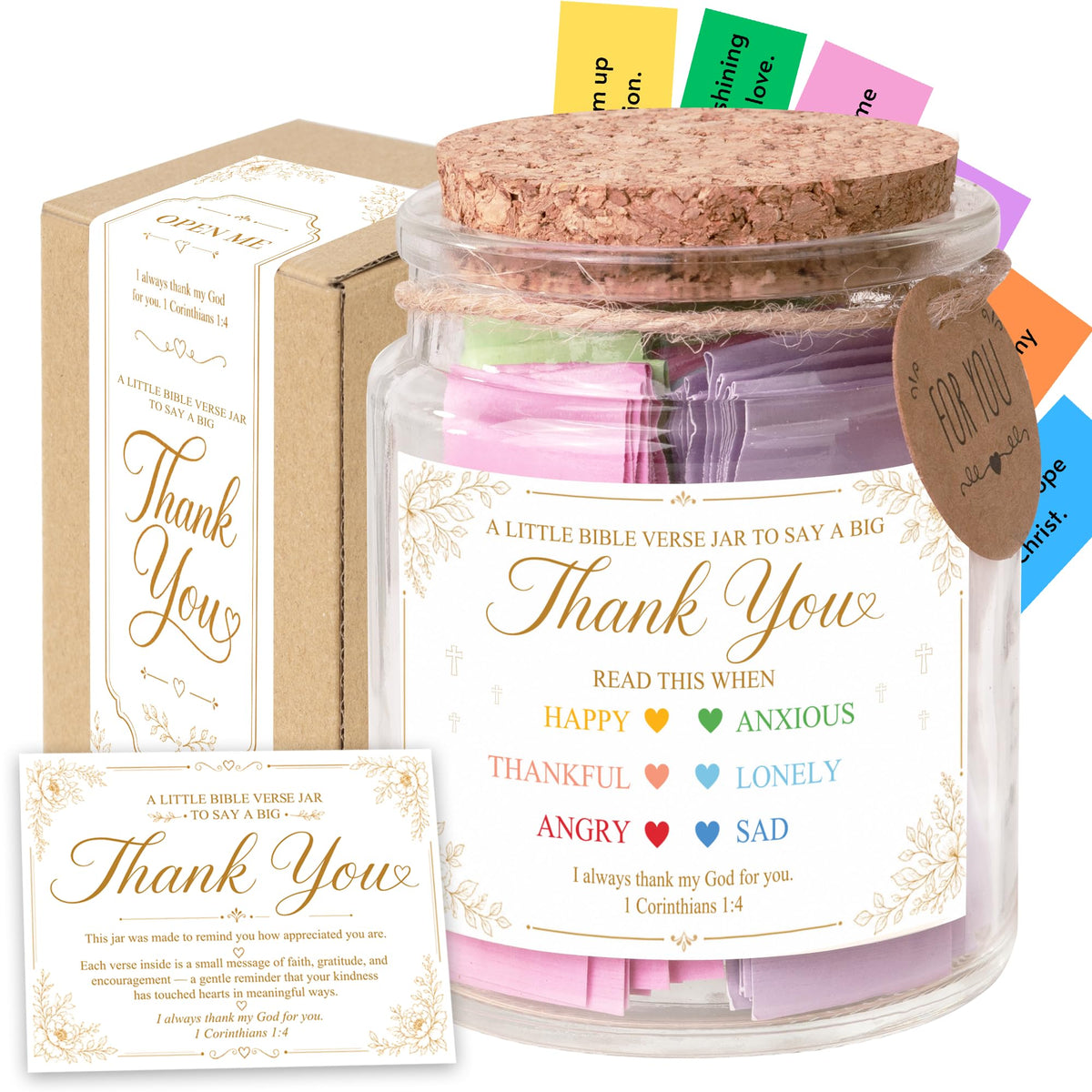 Bible Verses Jar, 92 Hand-Rolled Bible Scroll, Read Me When Christian Jar, Color Coded KJV Bible Verses, Religious Gifts for Women, Prayer Gifts for Friends, Mom, Sister, Cancer Warriors
