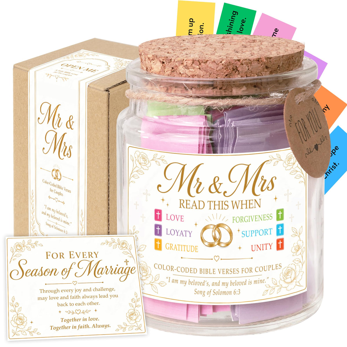 Bible Verses Jar, 92 Hand-Rolled Bible Scroll, Read Me When Christian Jar, Color Coded KJV Bible Verses, Religious Gifts for Women, Prayer Gifts for Friends, Mom, Sister, Cancer Warriors
