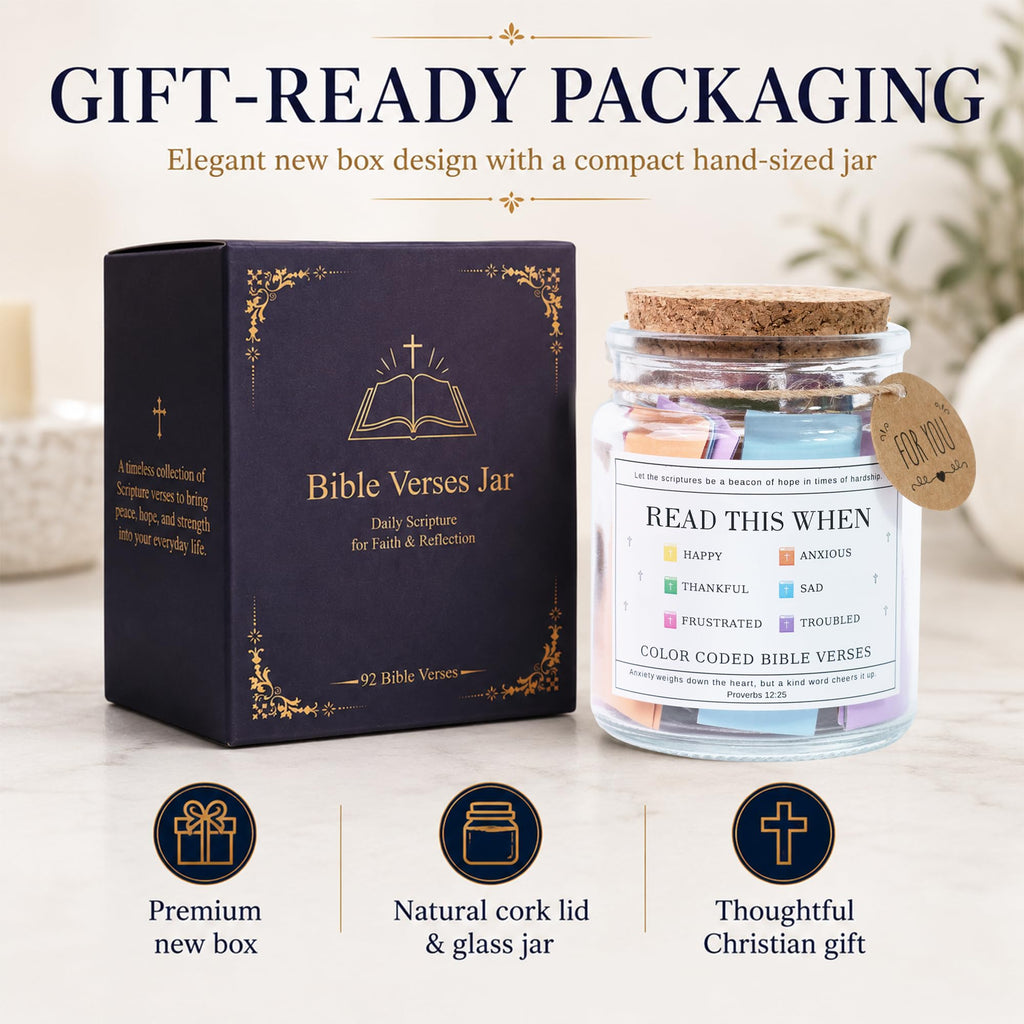 Bible Verses Jar, 92 Hand-Rolled Bible Scroll, Read Me When Christian Jar, Color Coded KJV Bible Verses, Religious Gifts for Women, Prayer Gifts for Friends, Mom, Sister, Cancer Warriors