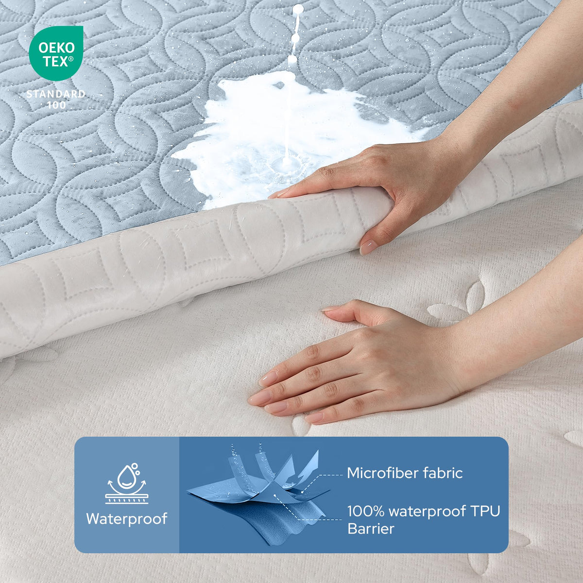 BEDLORE Waterproof Mattress Protector, Queen Size Mattress Pad Noiseless