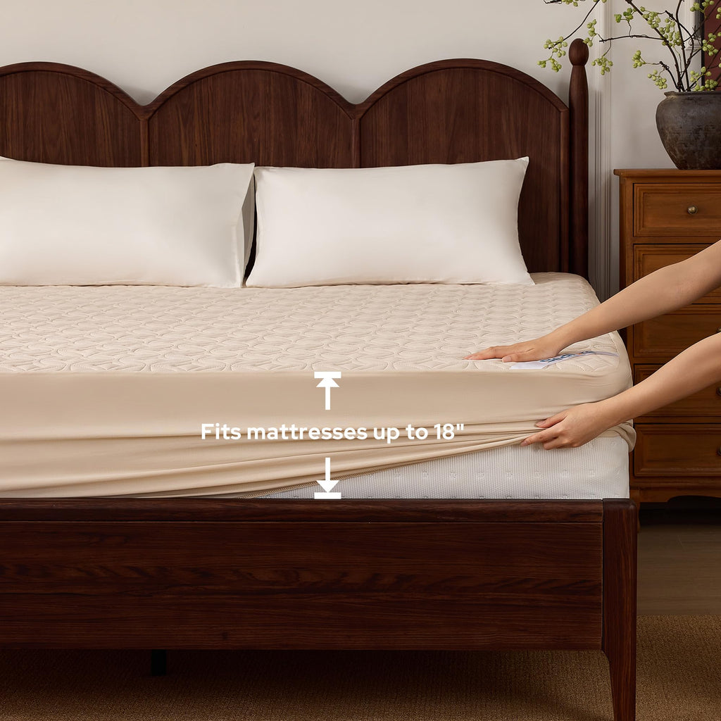 BEDLORE Waterproof Mattress Protector, Queen Size Mattress Pad Noiseless