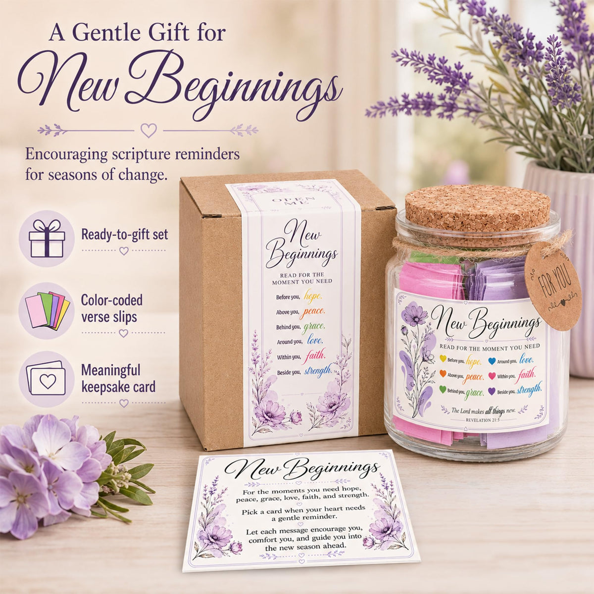 Bible Verses Jar, 92 Hand-Rolled Bible Scroll, Read Me When Christian Jar, Color Coded KJV Bible Verses, Religious Gifts for Women, Prayer Gifts for Friends, Mom, Sister, Cancer Warriors