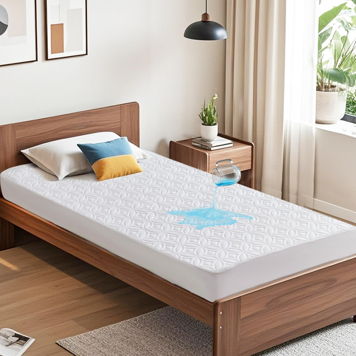 BEDLORE Waterproof Mattress Protector, Queen Size Mattress Pad Noiseless