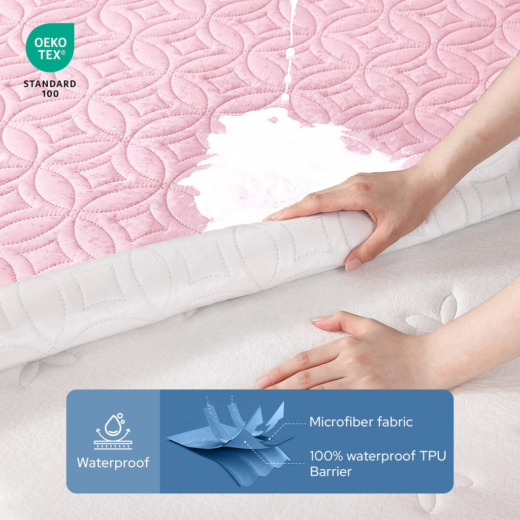 BEDLORE Waterproof Mattress Protector, Queen Size Mattress Pad Noiseless