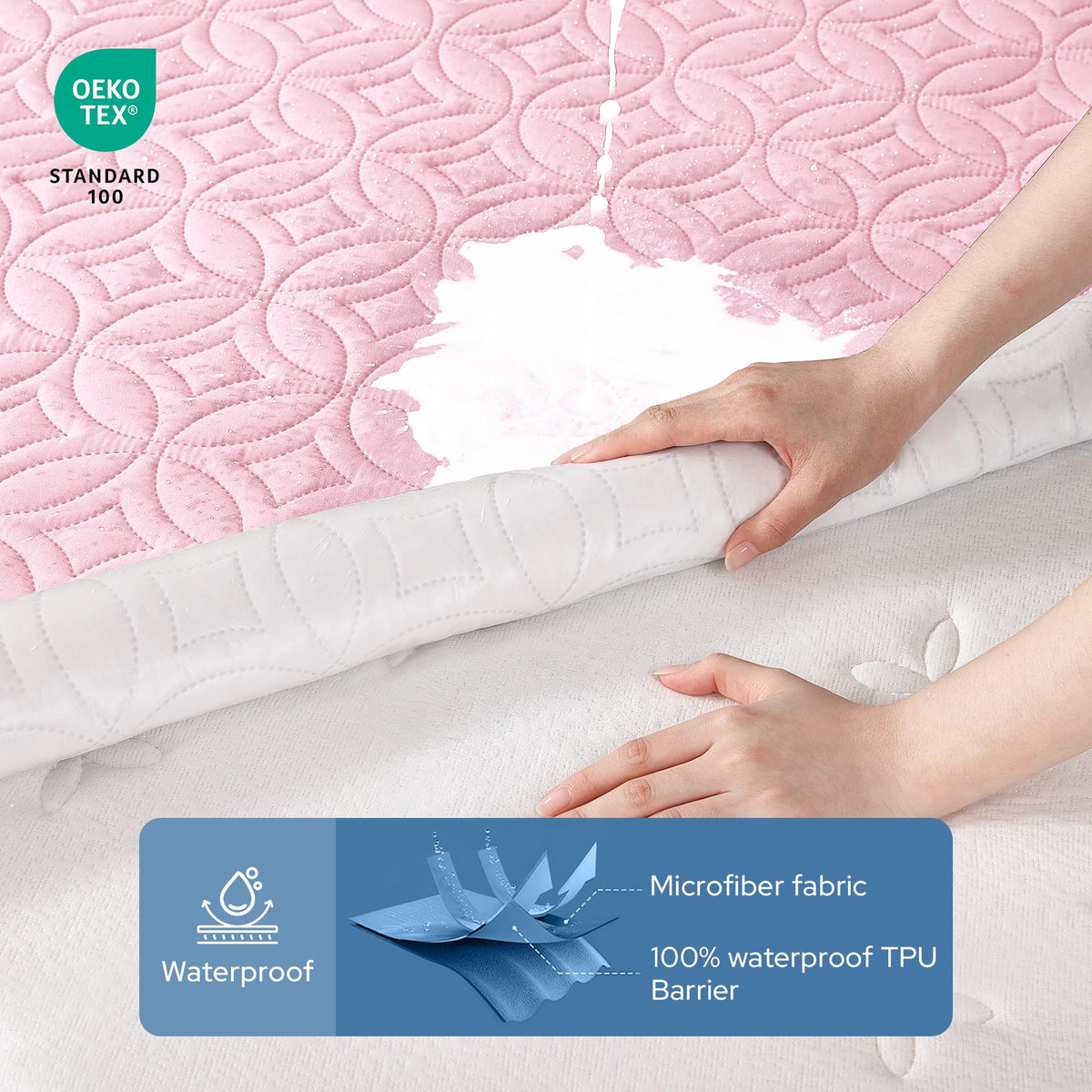 BEDLORE Waterproof Mattress Protector, Queen Size Mattress Pad Noiseless