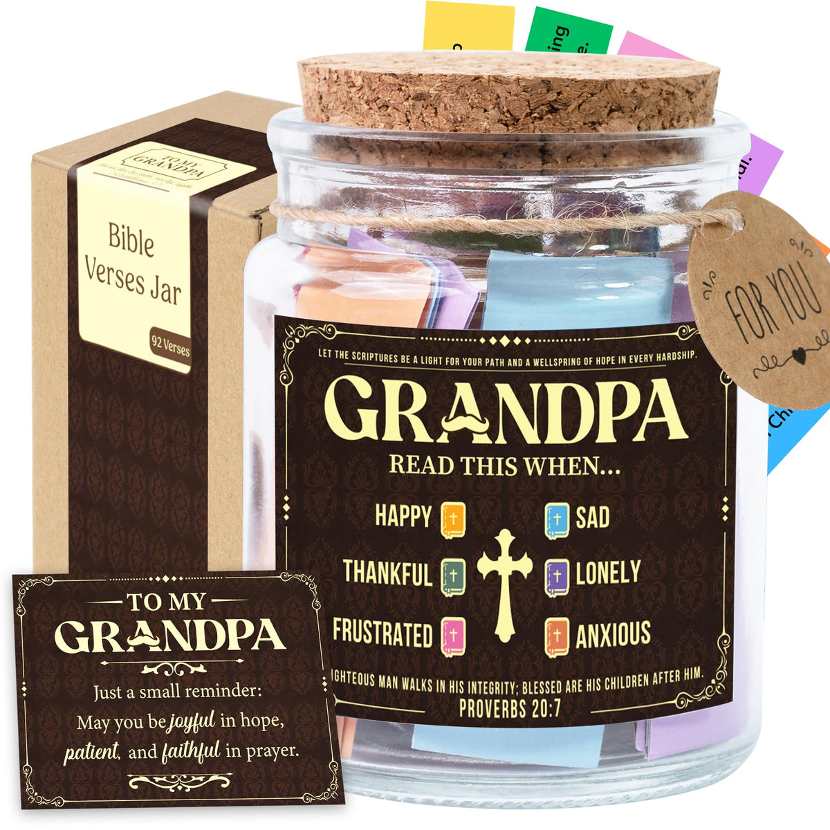 Bible Verses Jar, 92 Hand-Rolled Bible Scroll, Read Me When Christian Jar, Color Coded KJV Bible Verses, Religious Gifts for Women, Prayer Gifts for Friends, Mom, Sister, Cancer Warriors