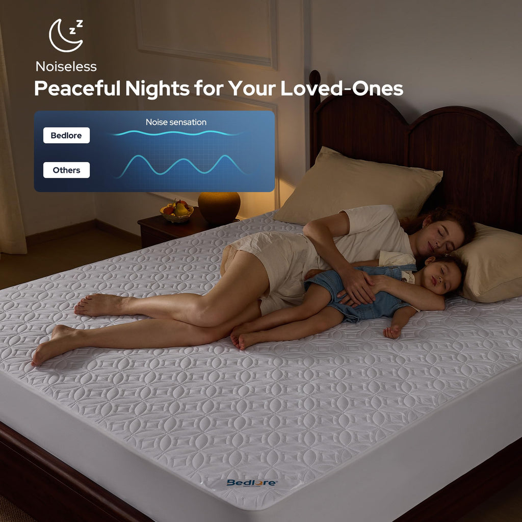 BEDLORE Waterproof Mattress Protector, Queen Size Mattress Pad Noiseless