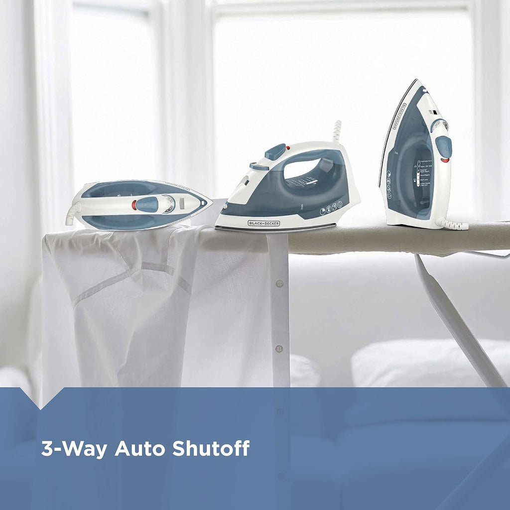 BLACK+DECKER Steam Iron for Clothes with Auto Shutoff & TrueGlide Soleplate