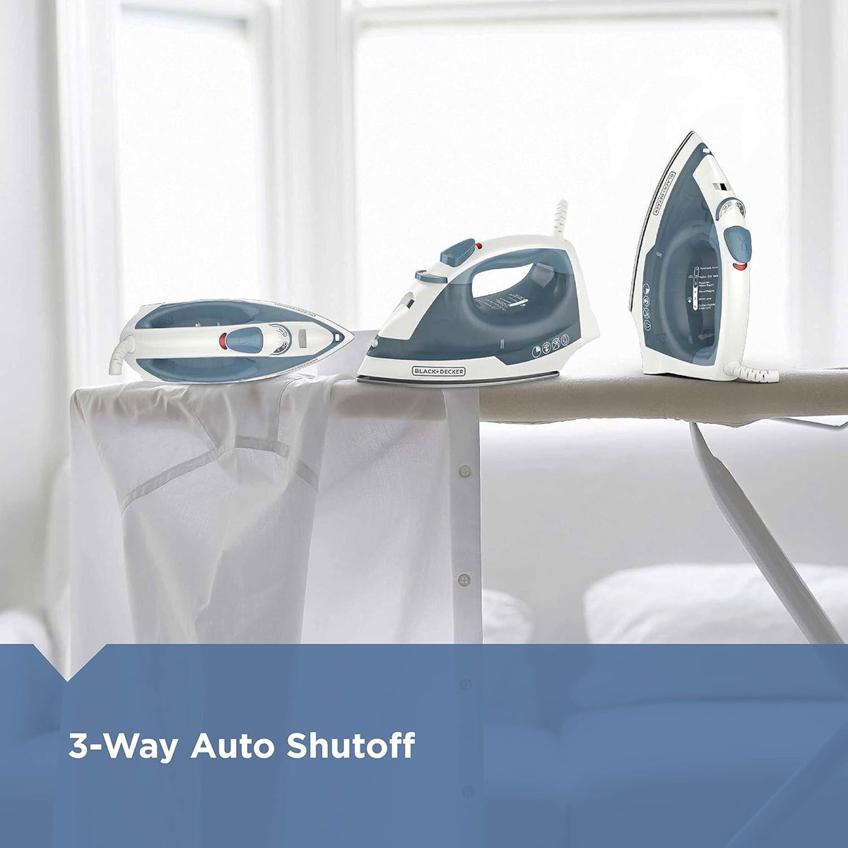 BLACK+DECKER Steam Iron for Clothes with Auto Shutoff & TrueGlide Soleplate