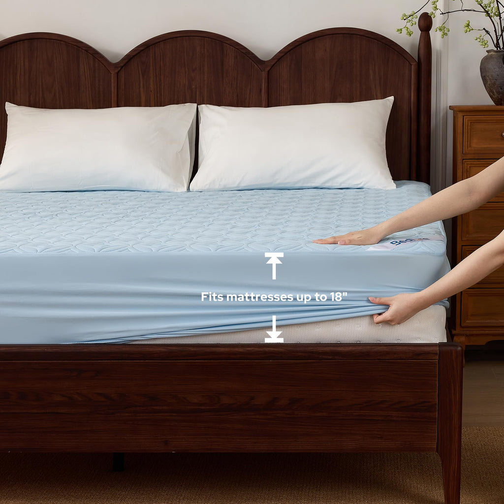 BEDLORE Waterproof Mattress Protector, Queen Size Mattress Pad Noiseless