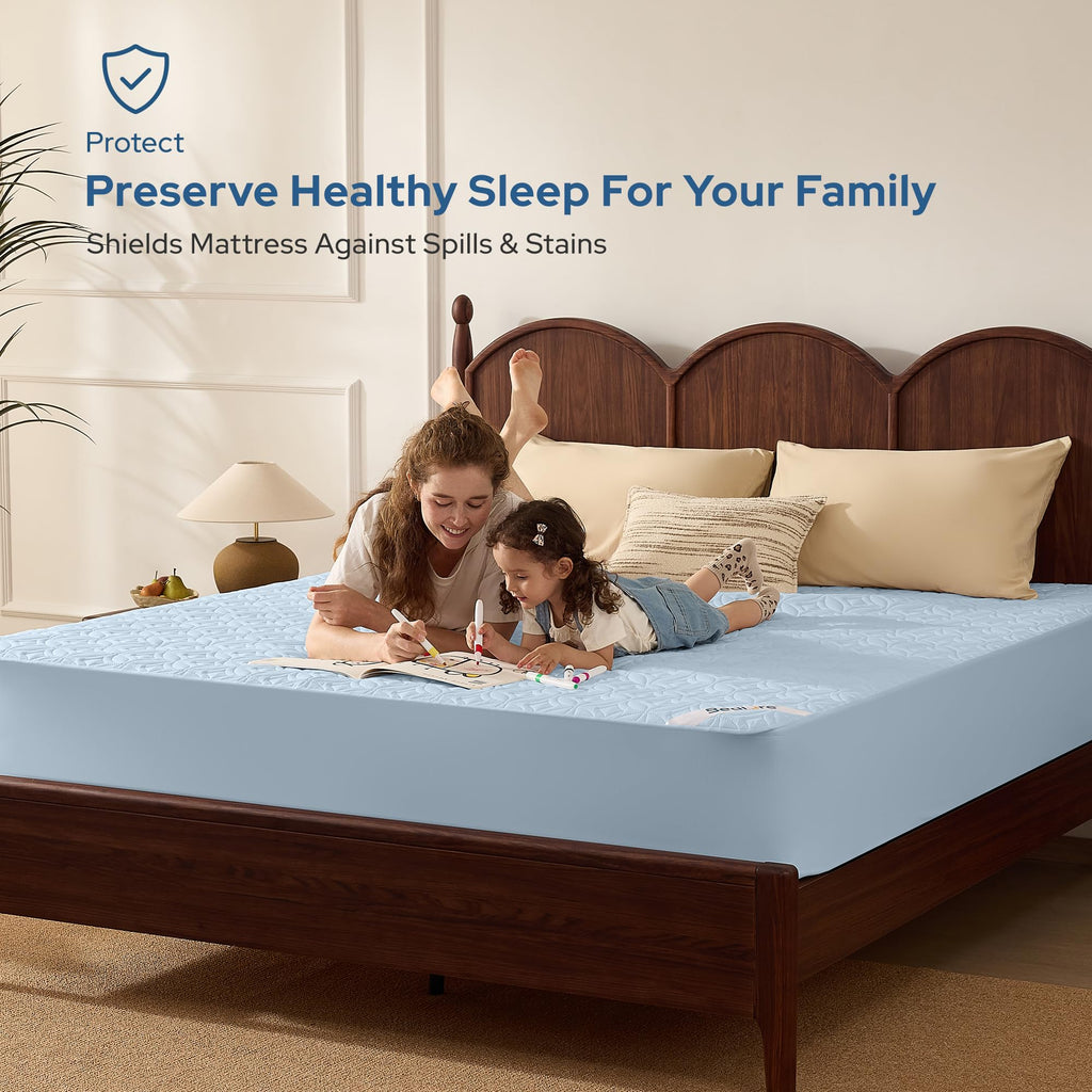 BEDLORE Waterproof Mattress Protector, Queen Size Mattress Pad Noiseless