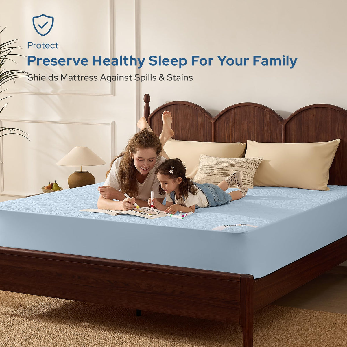 BEDLORE Waterproof Mattress Protector, Queen Size Mattress Pad Noiseless