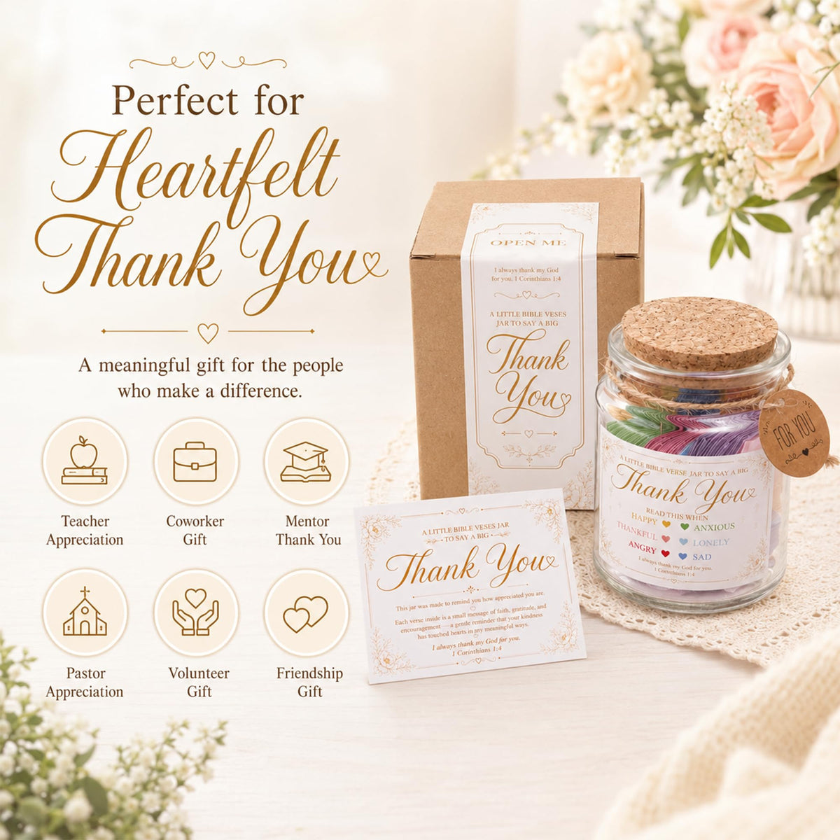 Bible Verses Jar, 92 Hand-Rolled Bible Scroll, Read Me When Christian Jar, Color Coded KJV Bible Verses, Religious Gifts for Women, Prayer Gifts for Friends, Mom, Sister, Cancer Warriors