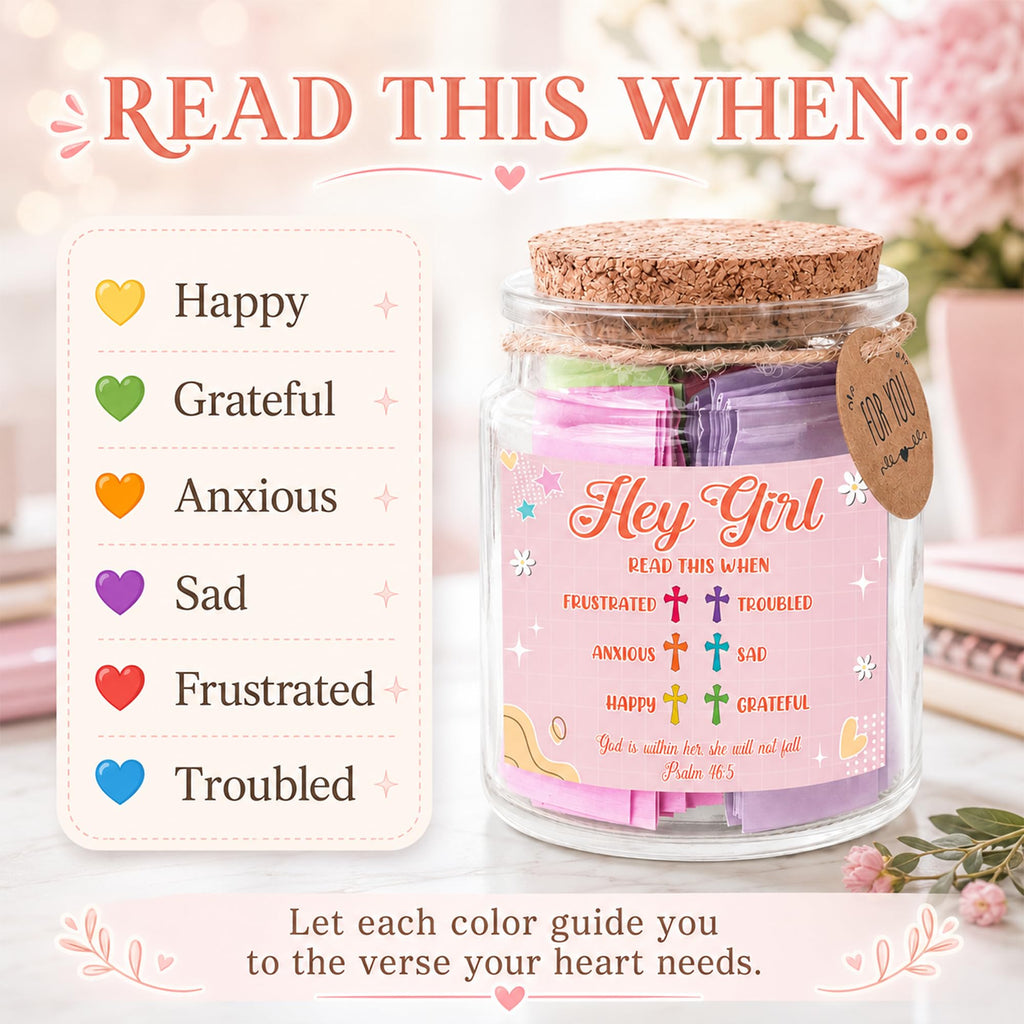 Bible Verses Jar, 92 Hand-Rolled Bible Scroll, Read Me When Christian Jar, Color Coded KJV Bible Verses, Religious Gifts for Women, Prayer Gifts for Friends, Mom, Sister, Cancer Warriors