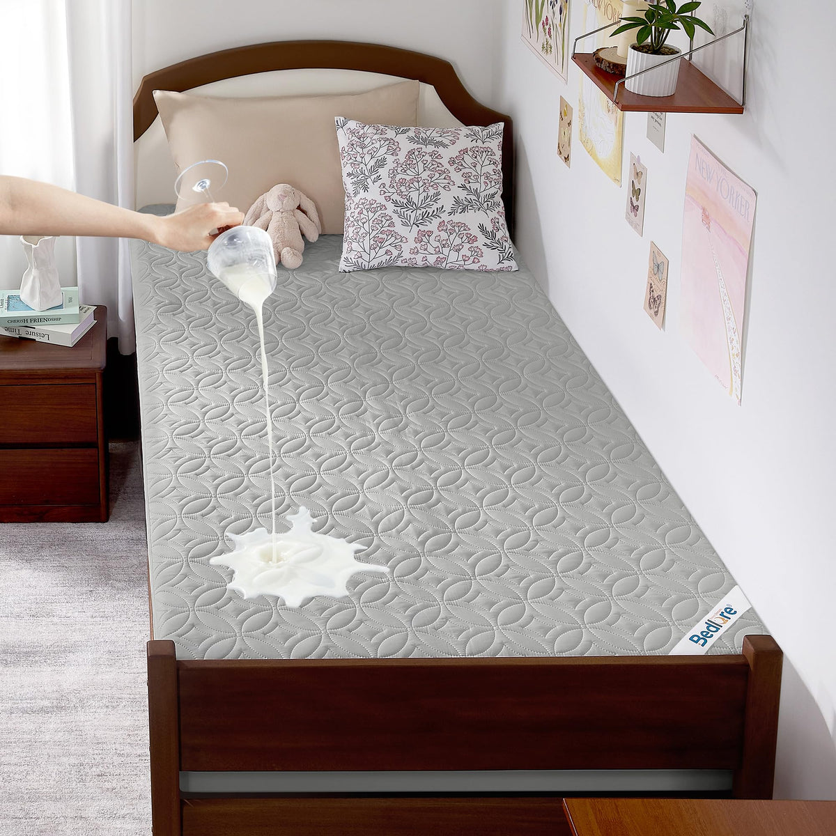 BEDLORE Waterproof Mattress Protector, Queen Size Mattress Pad Noiseless