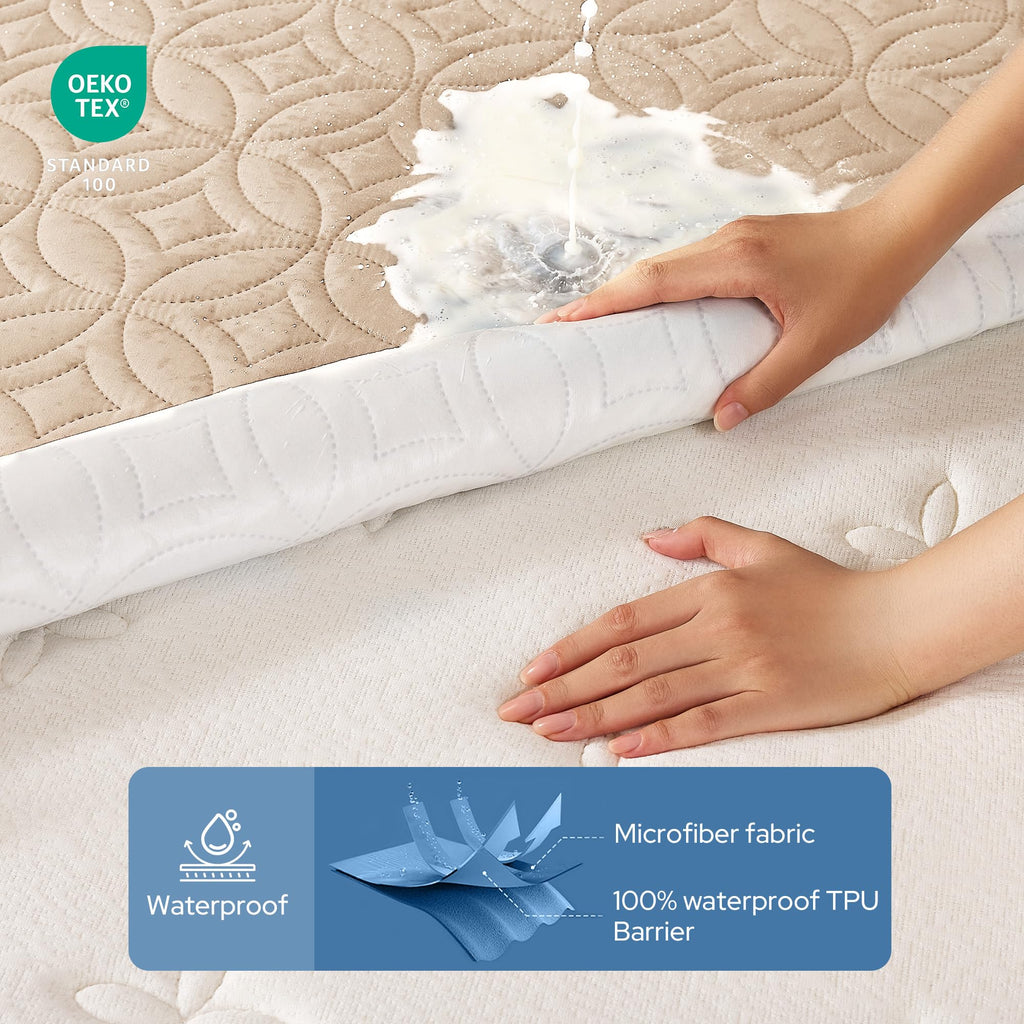 BEDLORE Waterproof Mattress Protector, Queen Size Mattress Pad Noiseless