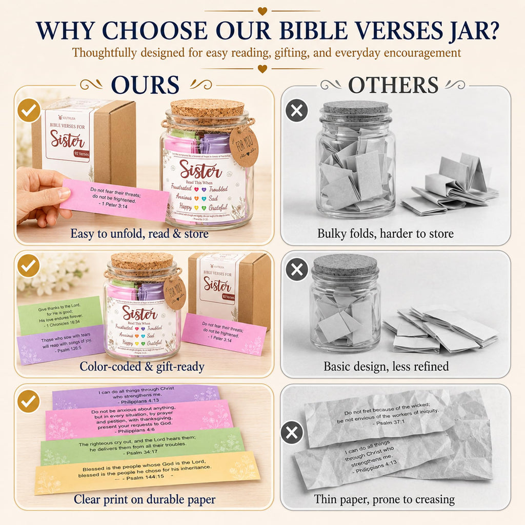 Bible Verses Jar, 92 Hand-Rolled Bible Scroll, Read Me When Christian Jar, Color Coded KJV Bible Verses, Religious Gifts for Women, Prayer Gifts for Friends, Mom, Sister, Cancer Warriors