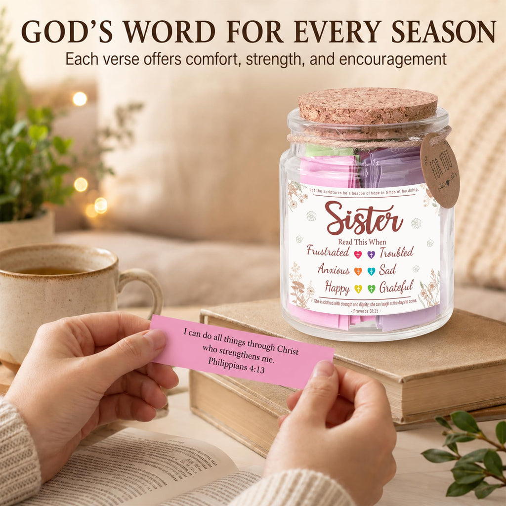 Bible Verses Jar, 92 Hand-Rolled Bible Scroll, Read Me When Christian Jar, Color Coded KJV Bible Verses, Religious Gifts for Women, Prayer Gifts for Friends, Mom, Sister, Cancer Warriors