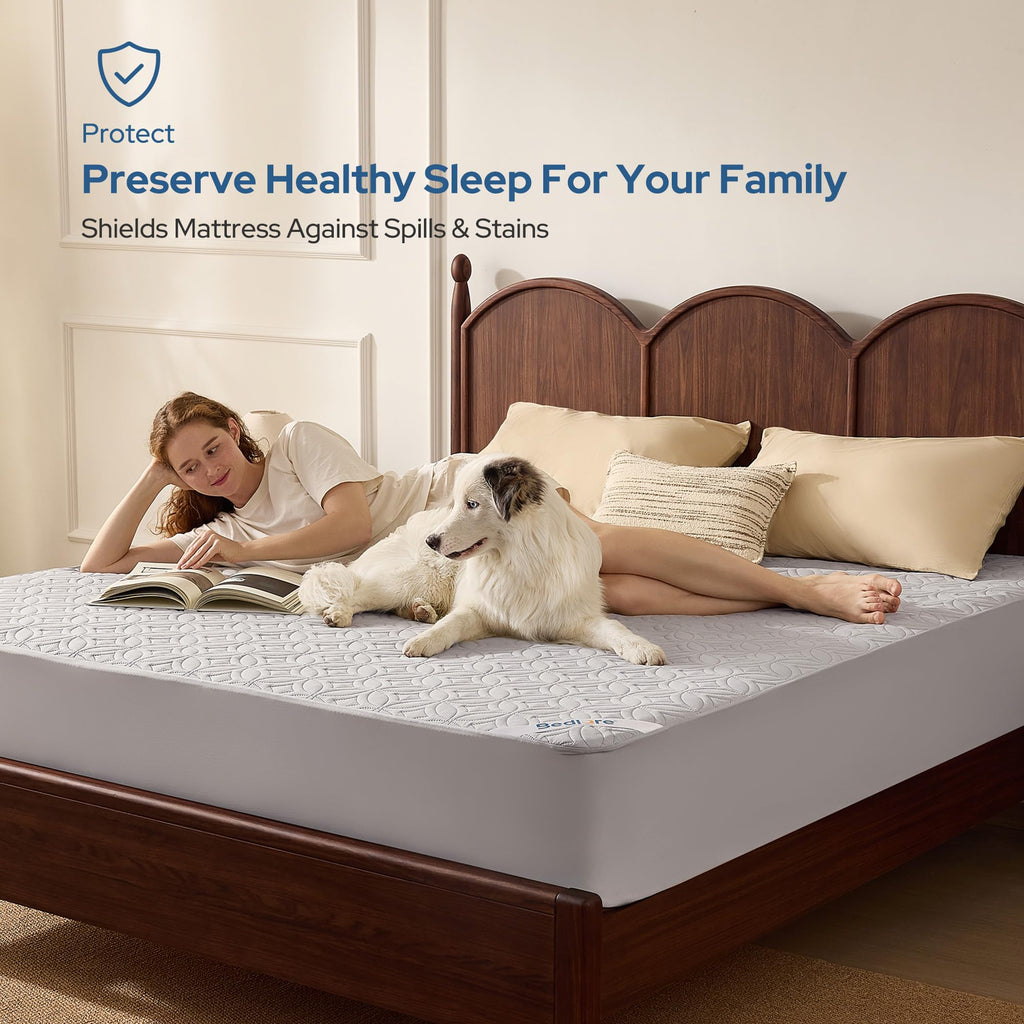 BEDLORE Waterproof Mattress Protector, Queen Size Mattress Pad Noiseless