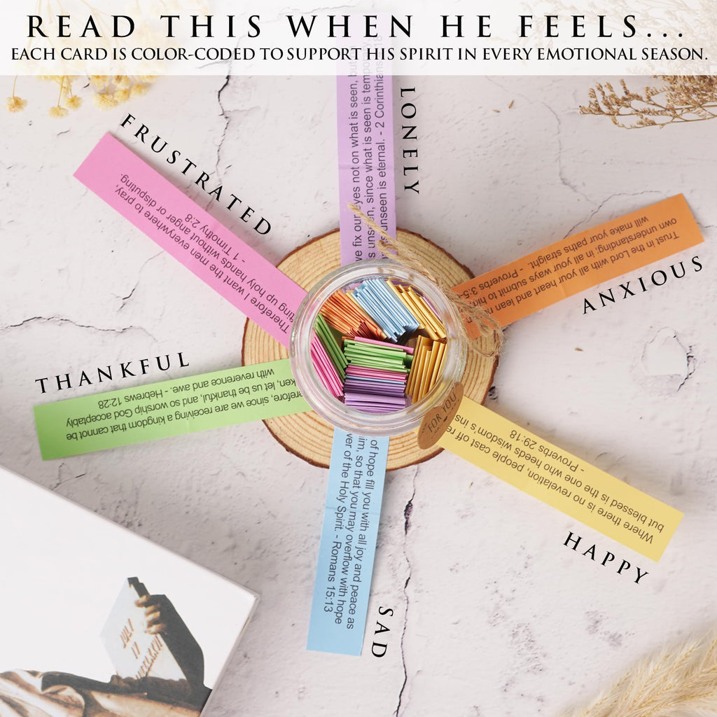 Bible Verses Jar, 92 Hand-Rolled Bible Scroll, Read Me When Christian Jar, Color Coded KJV Bible Verses, Religious Gifts for Women, Prayer Gifts for Friends, Mom, Sister, Cancer Warriors