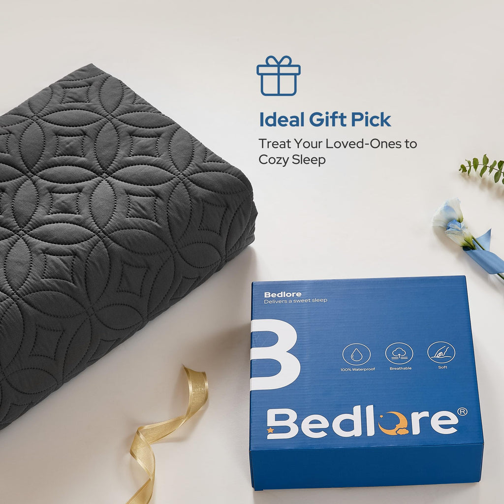 BEDLORE Waterproof Mattress Protector, Queen Size Mattress Pad Noiseless