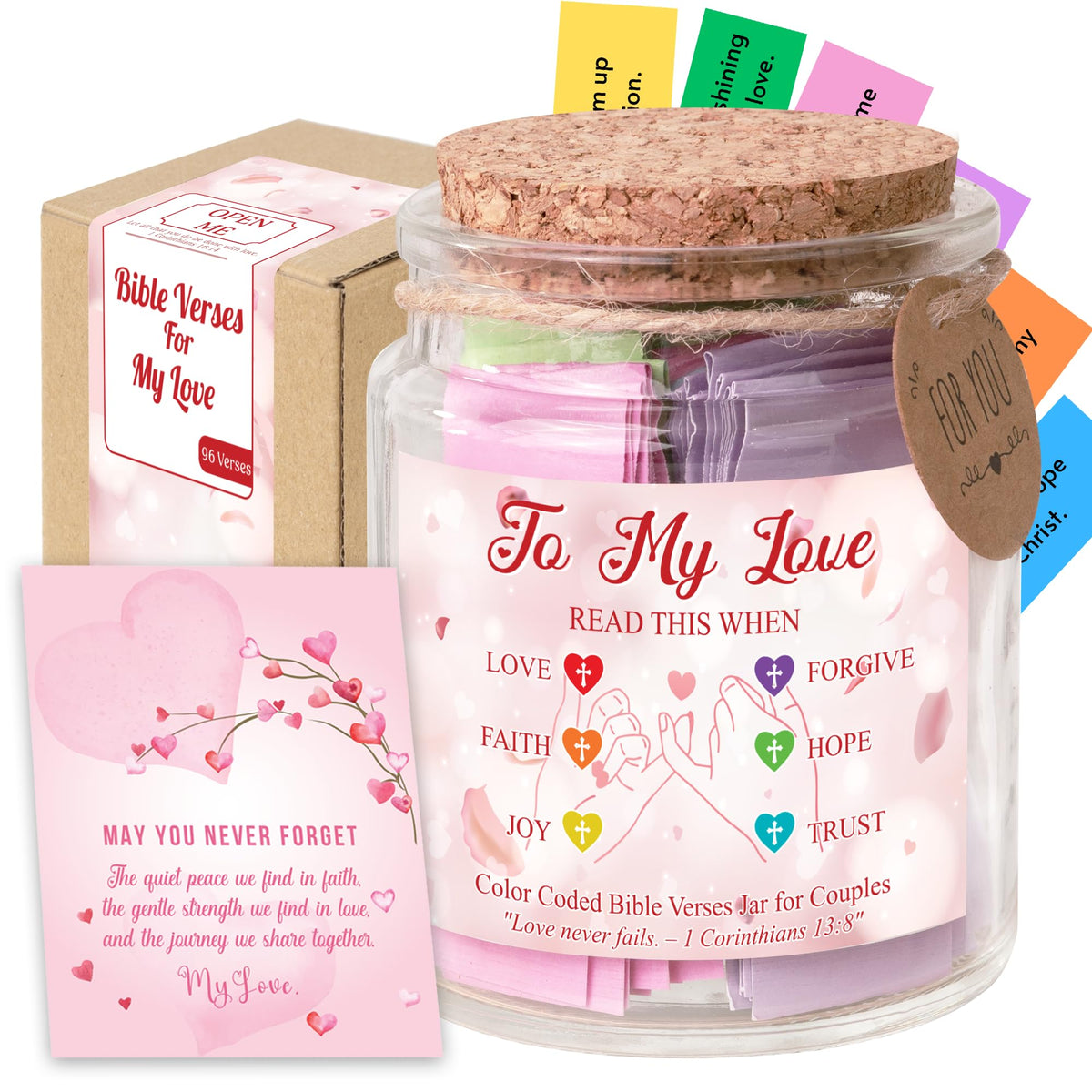 Bible Verses Jar, 92 Hand-Rolled Bible Scroll, Read Me When Christian Jar, Color Coded KJV Bible Verses, Religious Gifts for Women, Prayer Gifts for Friends, Mom, Sister, Cancer Warriors