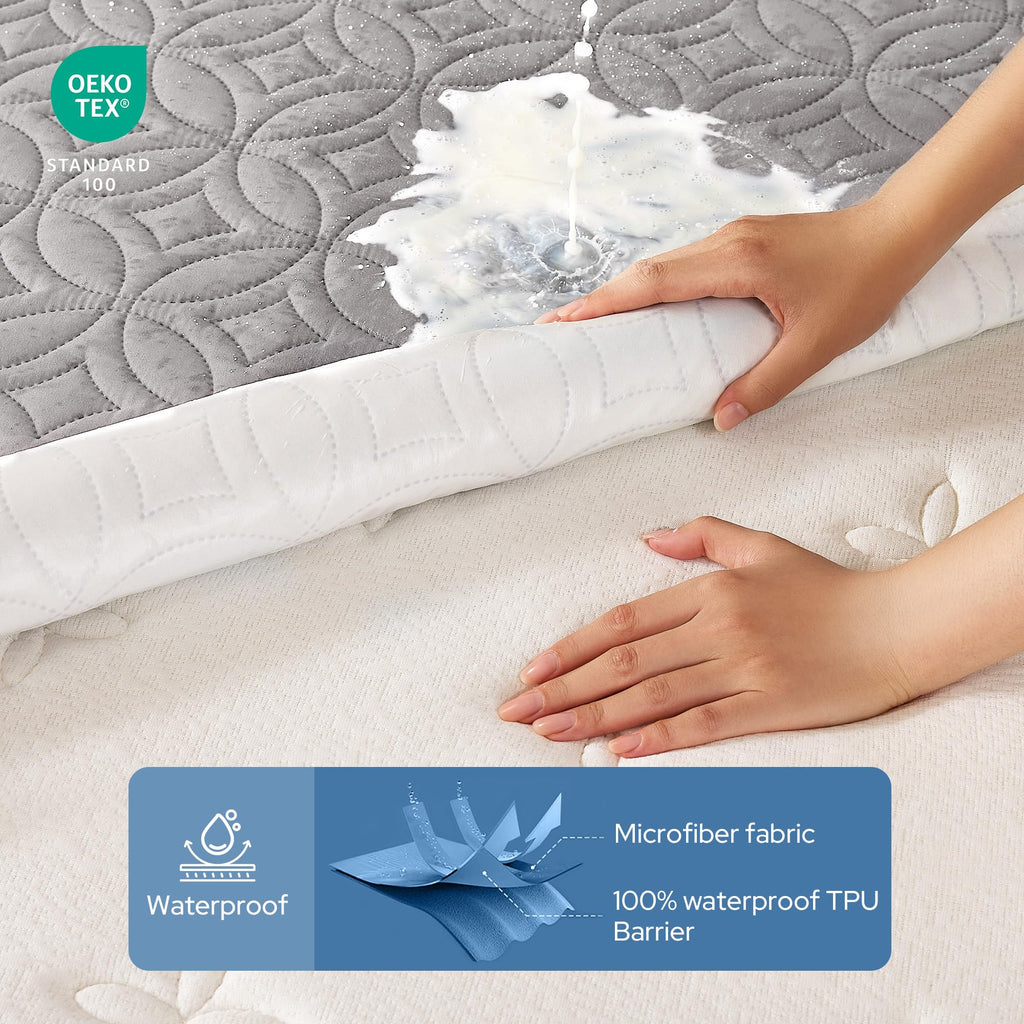 BEDLORE Waterproof Mattress Protector, Queen Size Mattress Pad Noiseless