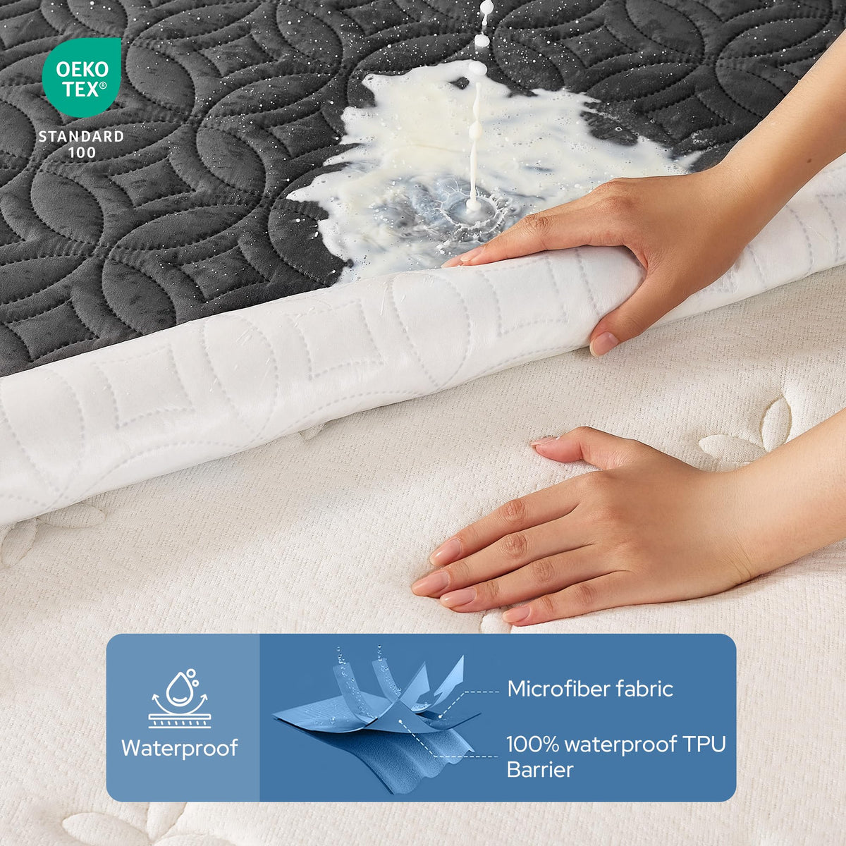 BEDLORE Waterproof Mattress Protector, Queen Size Mattress Pad Noiseless